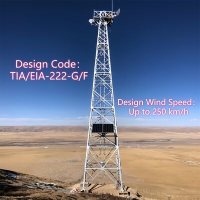 Solarzentrale Telekommunikationsturm Selbsttragstruktur Heißgetippt galvanisiertes Stahl 4KW