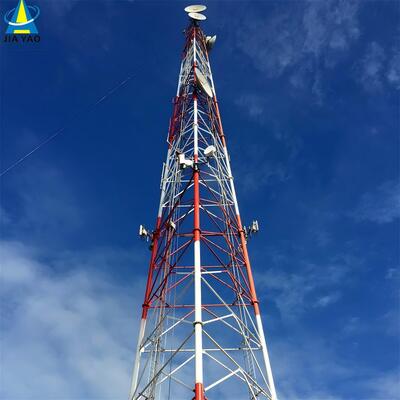 Hochpräziser 3-beiniger Stahlgittermast für 4G-5G-Basisstation, 20 m, 30 m, 45 m, 60 m, feuerverzinkter, windbeständiger Telekommunikationsmast