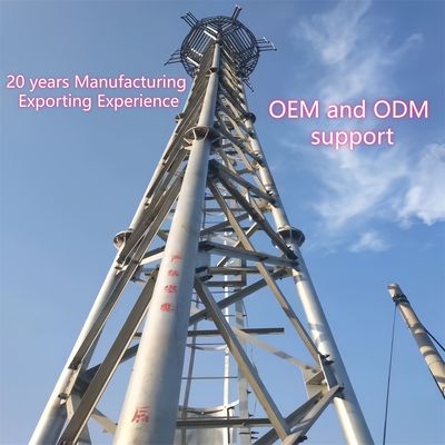 Drei-Röhren-Telekommunikationsturm aus Kohlenstoffstahl 33m LTE-Signal ländliche Gebiete windbeständig