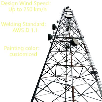 3 Beine Tubulierter Nahtlosstahl 20 30 40M Galvanisierter 5G GSM Cdma Isp Telekommunikationsturm