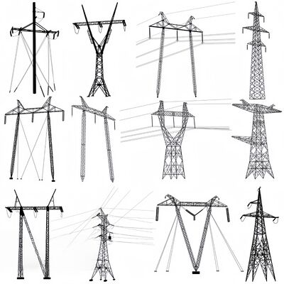 10KV 380KV Power Transmission Tower Hot Dip Galvanized Lattice Angle Steel High Voltage Utility Pole