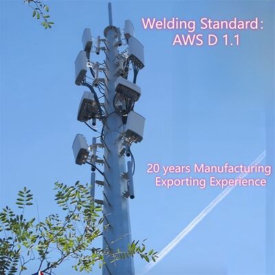 Monopol-Turm Telekommunikationsturm, konstruiert aus Stahl mit geringer und hoher Zugfestigkeit, mit den Bemessungsvorschriften EN 1991-1-4 & EN 1993-3-1 für die Leistung.