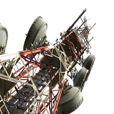 Langlebiger, 4-beiniger, abgewinkelter Stahlturm mit Schrauben, Muttern und Unterlegscheiben, die den ISO 898- und DIN 7990-Standards für mechanische Zuverlässigkeit entsprechen