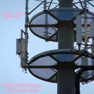 Monopole-Turm für Telekommunikation mit massivem Schaftdesign und Oberflächenbehandlungsoptionen wie feuerverzinktem und lackiertem Stahl