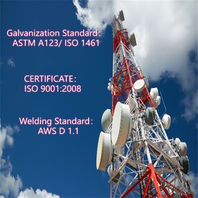 Galvanized 4-Legged Angular Steel Lattice Tower for 5G and Wifi Internet Connectivity Designing