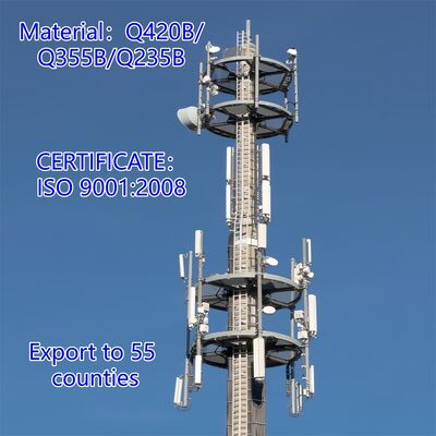 16 24 32M Monopol-Kommunikationsstahlturm, windbeständig für 5G Urban Base Station