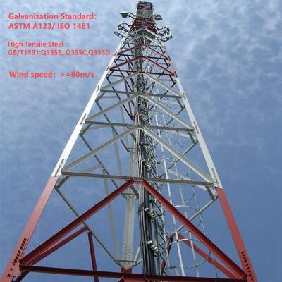 IP66 Dust-Proof 3 Leg Angular Steel Communication Tower For Desert Arid Region