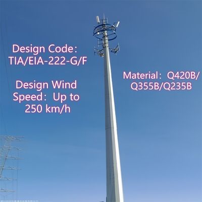 20M 30M IP68 versiegelter Monopole-Turm, korrosionsbeständig für salzhaltige Nebelgebiete an der Küste