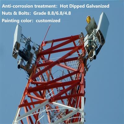 3 Leg Angular Low Maintenance Hot Dip Galvanized Telecommunication Tower 30 Year Service Life