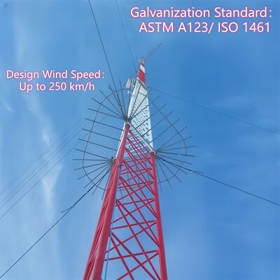 Drahtlose Kommunikation, verzinkter abgespannter Drahtmast, windbeständig für 5G-Signalübertragung