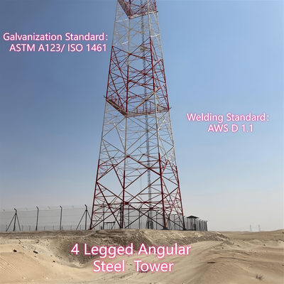 20 30 40 60 M Meter feuerverzinkte 4-beinige Winkelstahlturm-Multiantenne für städtisches 5G