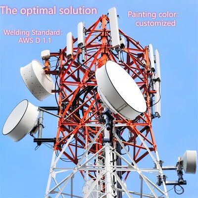 40M 80M Q355 Stahl-4-mit Beinen versehener Telekommunikationsturm, galvanisiert, windbeständig für Hochwindzonen an der Küste