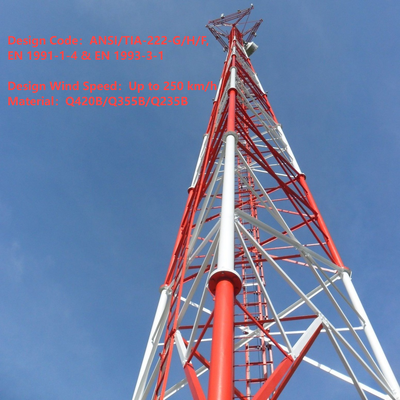 48M pulverbeschichteter 3-Röhren-Telekommunikationsturm, schlankes Design für Geschäftsviertel