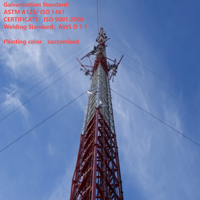 30 35 m feuerverzinkter abgespannter Kommunikationsturm, kleine Grundlage für Grünlandflächen