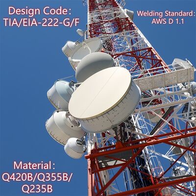 Vierbeiniger Eckstahl-Kommunikationsturm der Seismikklasse ANSI/TIA-222-Standard-Gittermast für die Installation von Radio-TV-Antennen
