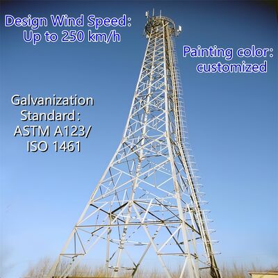 Vierbeiniger Eckstahl-Kommunikationsturm der Seismikklasse ANSI/TIA-222-Standard-Gittermast für die Installation von Radio-TV-Antennen