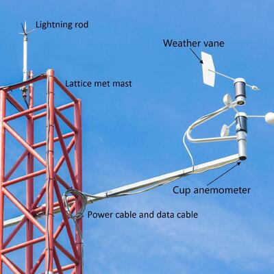 Hochfester, abgespannter Gitter-Anemometerturm von 60 bis 100 m Höhe mit mehrstufigen Sensorhalterungen für die Ressourcenbewertung von Windparks