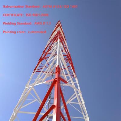 Self Supporting 3 Legged Angular Steel Communication Tower for 5G Telecom Base Station with Hot Dip Galvanized Steel Structure