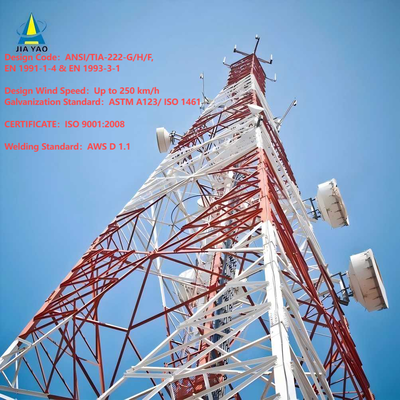 Signalübertragungs-4-Bein-Winkelstahl-Kommunikationsfunk-Mobilfunkmast für die Telekommunikation